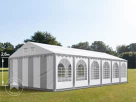 Párty stan 6x12 m, plachta z PVC, šedá-bílá, se spodním rámem