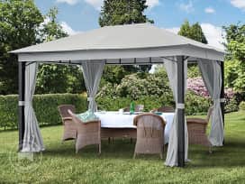 Zahradní altán 3x4 m, látková střecha, vč. 4 závěsů, stone Zahradní altán 3x4 m, látková střecha, vč. 4 závěsů, stone