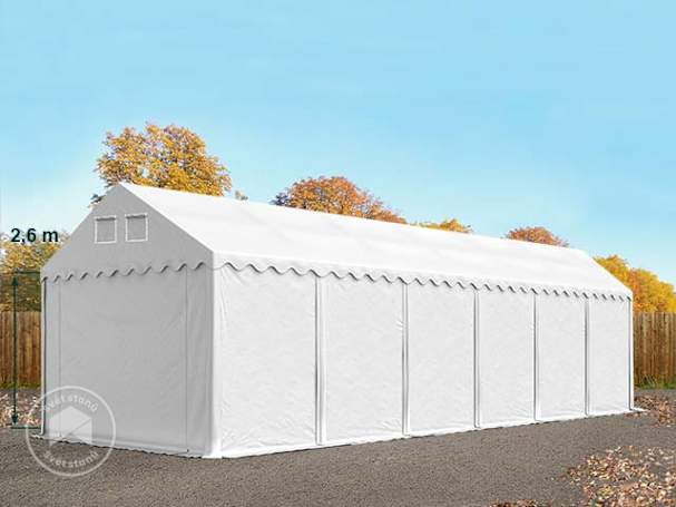 Skladový stan 3x12 m, plachta z PVC, bílá, se spodním rámem, bez sady Statika Skladový stan 3x12 m, plachta z PVC, bílá, se spodním rámem, bez sady Statika