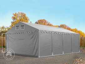 Skladový stan 5x8 m, plachta z PVC, šedá, se spodním rámem, bez sady Statika