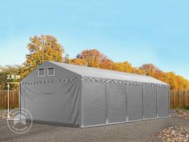 Skladový stan 5x10 m, plachta z PVC, šedá, se spodním rámem, bez sady Statika