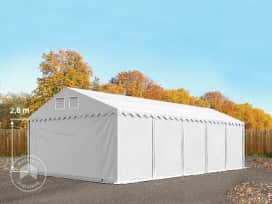 Skladový stan 5x10 m, plachta z PVC, bílá, se spodním rámem, bez sady Statika