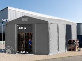 Skladový stan 8x8 m, plachta z PVC, šedá, se spodním rámem, bez sady Statika Skladový stan 8x8 m, plachta z PVC, šedá, se spodním rámem, bez sady Statika