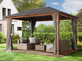 Zahradní altán 3x4 m, pevná střecha, vč. 4 závěsů, loft grey
