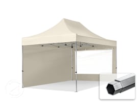 Nůžkový stan 3x4,5 m, hliník, vč. 2 bočnic krémová Nůžkový stan 3x4,5 m, hliník, vč. 2 bočnic krémová