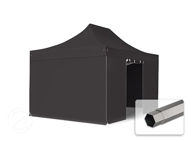 Nůžkový stan 3x4,5 m, ocel, vč. 4 bočnic černá Nůžkový stan 3x4,5 m, ocel, vč. 4 bočnic černá