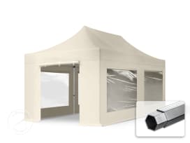 Nůžkový stan 3x6 m, hliník, vč. 4 bočnic krémová
