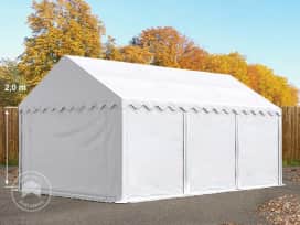Skladový stan 4x6 m, plachta z PVC, bílá, se spodním rámem