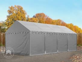 Skladový stan 4x8 m, plachta z PVC, šedá
