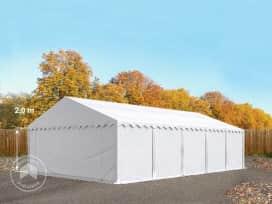 Skladový stan 5x10 m, plachta z PVC, bílá, se spodním rámem Skladový stan 5x10 m, plachta z PVC, bílá, se spodním rámem