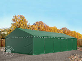 Skladový stan 6x12 m, plachta z PVC, tmavě zelená, se spodním rámem Skladový stan 6x12 m, plachta z PVC, tmavě zelená, se spodním rámem