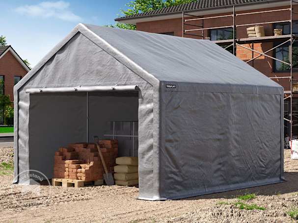 Skladový stan 3x4 m, plachta z PE, šedá Skladový stan 3x4 m, plachta z PE, šedá