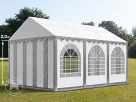 4x6 m partytält, med bottenram, PVC 800, grå-vit 4x6 m partytält, med bottenram, PVC 800, grå-vit