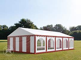 5x10 m partytält, med bottenram, PVC 750, röd-vit 5x10 m partytält, med bottenram, PVC 750, röd-vit