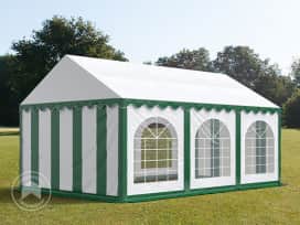 4x6 m partytält, med bottenram, PVC 750, grön-vit 4x6 m partytält, med bottenram, PVC 750, grön-vit