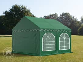 3x4 m partytält, med bottenram, PVC 750, mörkgrön