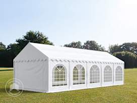 3x10 m partytält, med bottenram, PVC 750, vit