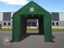 5 x 10 m tälthall - 3,0 m sidohöjd med 3,0x3,4 m port, PVC mörkgrön, inkl. hållfasthet (underlag: jord) 5 x 10 m tälthall - 3,0 m sidohöjd med 3,0x3,4 m port, PVC mörkgrön, inkl. hållfasthet (underlag: jord)