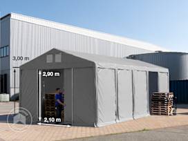 Lagertält 5x10 m - 3,0 m sidohöjd med skjutport, PVC 850 grå, utan hållfasthet (Säkerhetspaket) Lagertält 5x10 m - 3,0 m sidohöjd med skjutport, PVC 850 grå, utan hållfasthet (Säkerhetspaket)