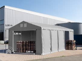 Lagertält 5x10 m - 3,0 m sidohöjd med dragkedjor, PVC 850 grå, utan hållfasthet (Säkerhetspaket) Lagertält 5x10 m - 3,0 m sidohöjd med dragkedjor, PVC 850 grå, utan hållfasthet (Säkerhetspaket)
