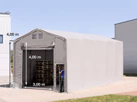 5 x 10 m tälthall - 4,0 m sidohöjd med hissport, PVC grå, utan hållfasthet säkerhetspaket