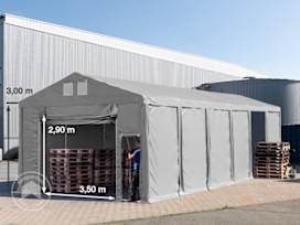 Lagertält 6x12 m - 3,0 m sidohöjd med hissport, PVC 850 grå, utan hållfasthet (Säkerhetspaket) Lagertält 6x12 m - 3,0 m sidohöjd med hissport, PVC 850 grå, utan hållfasthet (Säkerhetspaket)