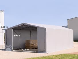 8 x 8 m tälthall - 3,0 m sidohöjd med dragkedjor, PVC grå, utan hållfasthet säkerhetspaket 8 x 8 m tälthall - 3,0 m sidohöjd med dragkedjor, PVC grå, utan hållfasthet säkerhetspaket