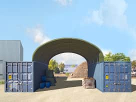 Containertak 6x6 m, PVC, brandsäker, mörkgrön