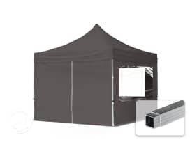 3x3 m snabbtält, ECONOMY aluminium, med sidodelar (panoramafönster), mörkgrå 3x3 m snabbtält, ECONOMY aluminium, med sidodelar (panoramafönster), mörkgrå