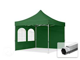 3x3 m snabbtält, Professional aluminium, med sidodelar (fönster), mörkgrön 3x3 m snabbtält, Professional aluminium, med sidodelar (fönster), mörkgrön