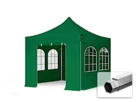 3x3 m snabbtält, Professional aluminium, med sidodelar (fönster), mörkgrön 3x3 m snabbtält, Professional aluminium, med sidodelar (fönster), mörkgrön