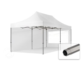 3x6 m snabbtält, Premium stål, med sidodelar (panoramafönster), vit 3x6 m snabbtält, Premium stål, med sidodelar (panoramafönster), vit
