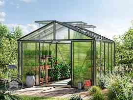 Växthus, 311 x 385 cm, pulverbeläggning antracit Växthus, 311 x 385 cm, pulverbeläggning antracit