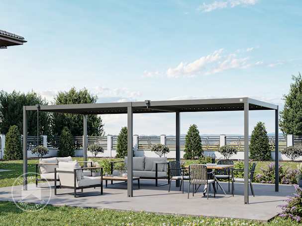 3x6,5m Pergola, Lamelltak, antracit 3x6,5m Pergola, Lamelltak, antracit