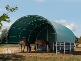Vindskydd 6x6m, PVC duk, mörkgrön, förankring expanderbultar