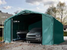 Garagetält 6x6 m - 2,6 m sidohöjd med 4,1x2,9 m port, PVC 850, mörkgrön, utan hållfasthet (Säkerhetspaket)