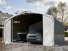 Garagetält 6x6 m - 2,7 m sidohöjd med 4,1x2,9 m port, PVC