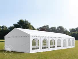 6x14m, Partytelt, PVC-teltdug, hvid, med bundramme