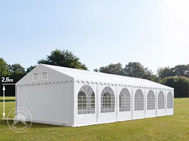 5x14m, Partytelt, PVC-teltdug, hvid, med bundramme 5x14m, Partytelt, PVC-teltdug, hvid, med bundramme