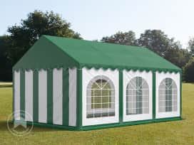 3x6m, Partytelt, PVC-teltdug, grøn og hvid, med bundramme