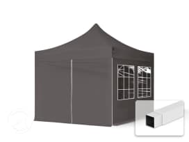3x3m, stål, easy-up-pavillon, 4 sidedele, mørkegrå