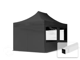 3x4,5m, stål, easy-up-pavillon, 4 sidedele, sort