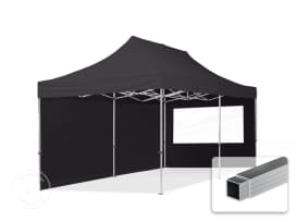 3x6m, aluminium, easy-up-pavillon, 2 sidedele, sort