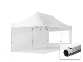 3x6m, aluminium, easy-up-pavillon, 2 sidedele, hvid