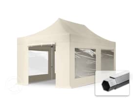 3x6m, aluminium, easy-up-pavillon, 4 sidedele, creme