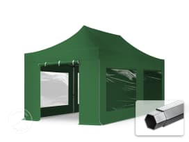 3x6m, aluminium, easy-up-pavillon, 4 sidedele, mørkegrøn 3x6m, aluminium, easy-up-pavillon, 4 sidedele, mørkegrøn