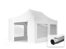 3x6m, aluminium, easy-up-pavillon, 4 sidedele, hvid