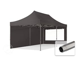 3x6m, stål, easy-up-pavillon, 2 sidedele, mørkegrå