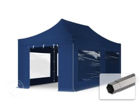 3x6m, stål, easy-up-pavillon, 4 sidedele, mørkeblå 3x6m, stål, easy-up-pavillon, 4 sidedele, mørkeblå