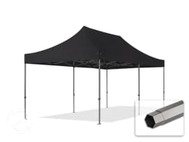 3x6m, stål, easy-up-pavillon, uden sidedele, sort